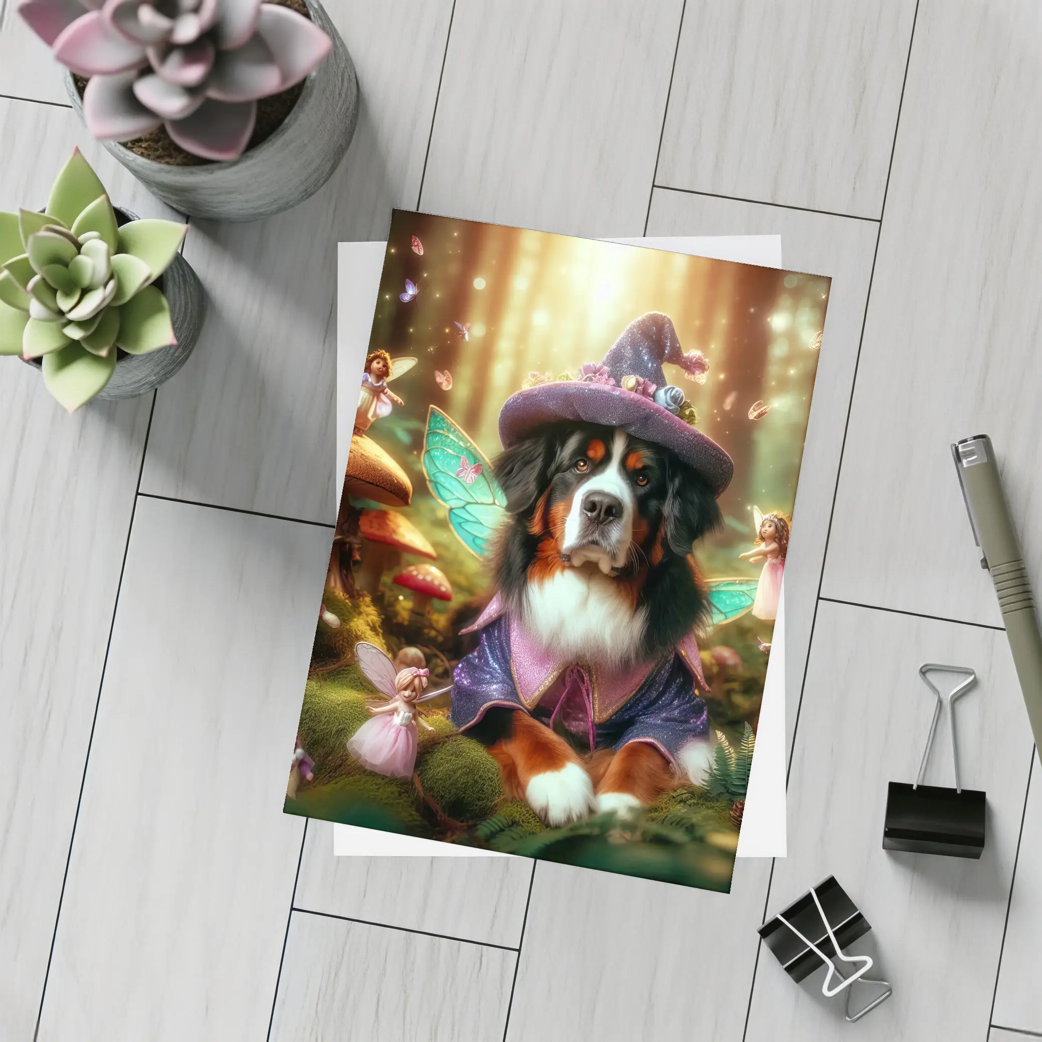 Bernese Mountain Dog Fairy Forest Fantasy – Postcards