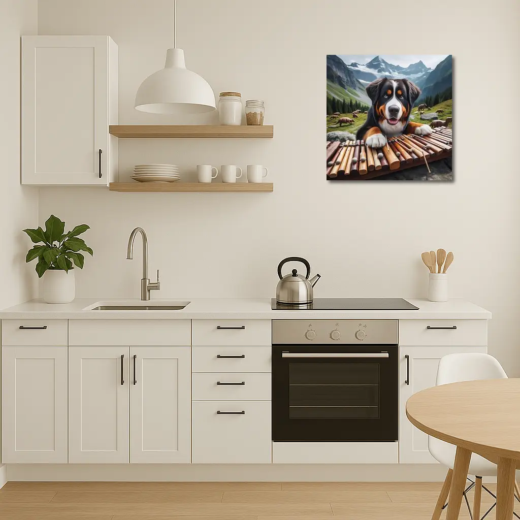 Bernese Mountain Dog Playing Xylophone Alpine – Wall Art