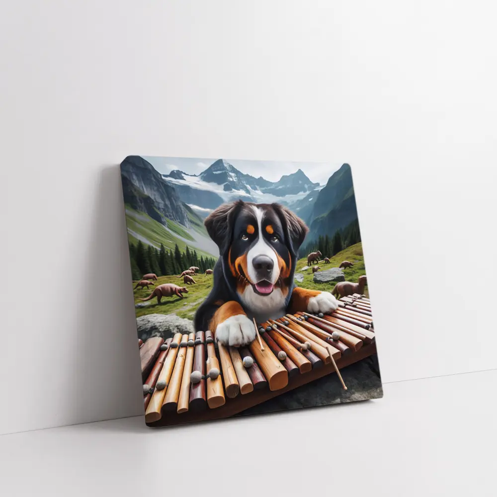 Bernese Mountain Dog Playing Xylophone Alpine – Wall Art