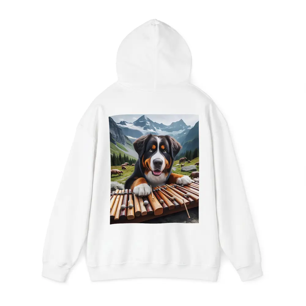 Bernese Mountain Dog Playing Xylophone Alpine – Hoodies