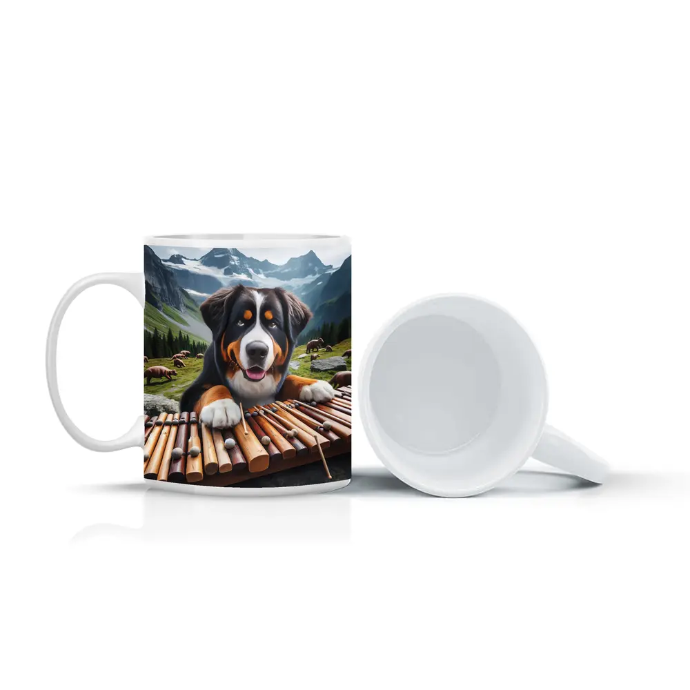 Bernese Mountain Dog Playing Xylophone Alpine – Mugs