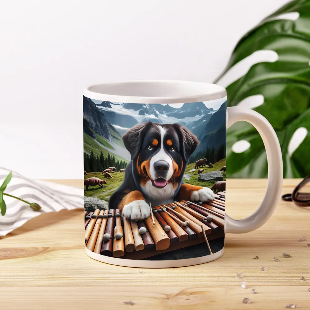 Bernese Mountain Dog Playing Xylophone Alpine – Mugs