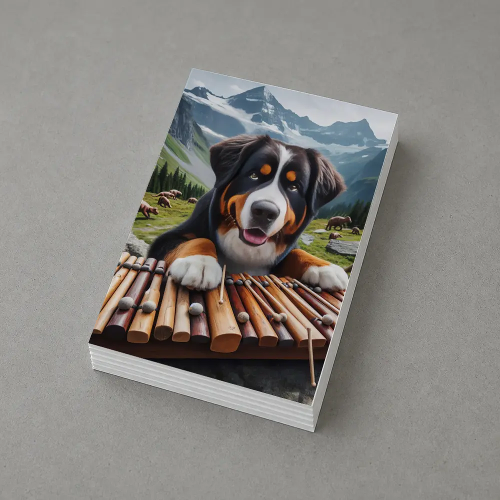 Bernese Mountain Dog Playing Xylophone Alpine – Postcards
