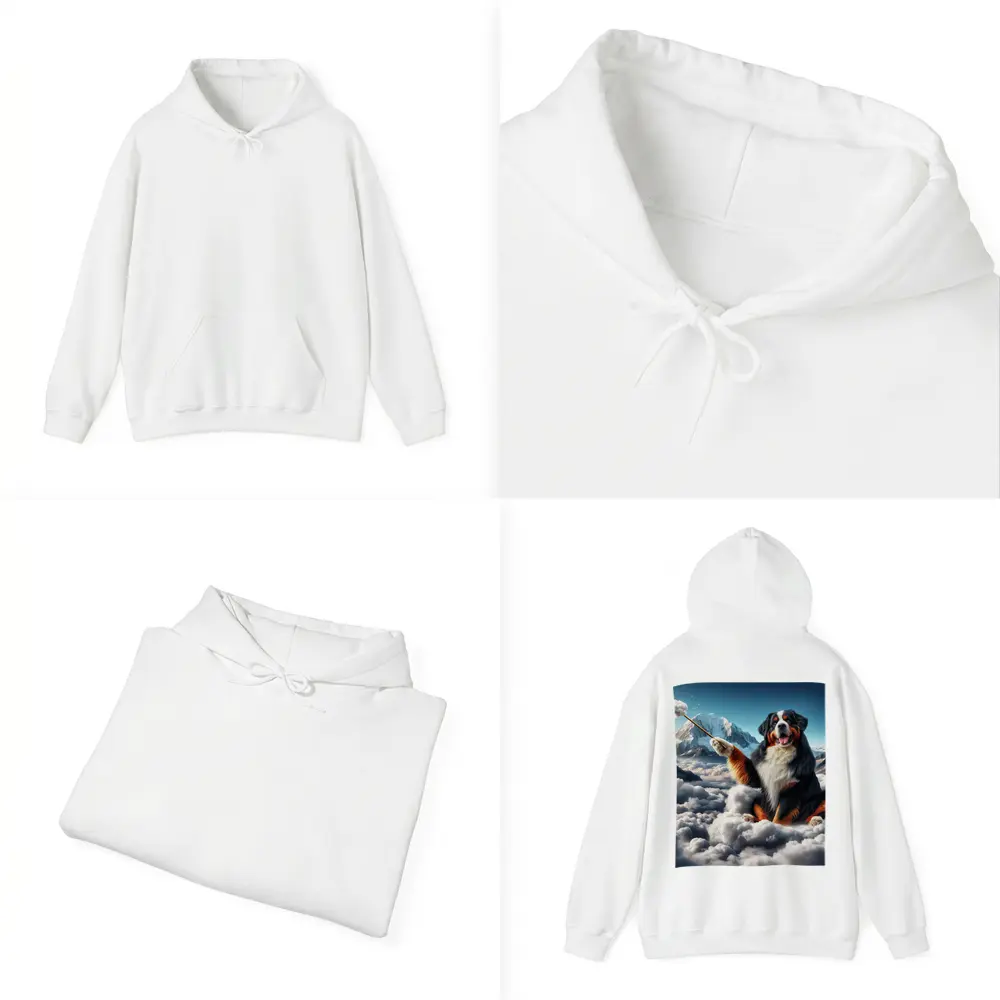 Bernese Mountain Dog Sitting On Clouds – Hoodies