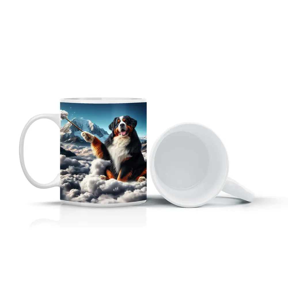 Bernese Mountain Dog Sitting On Clouds – Mugs