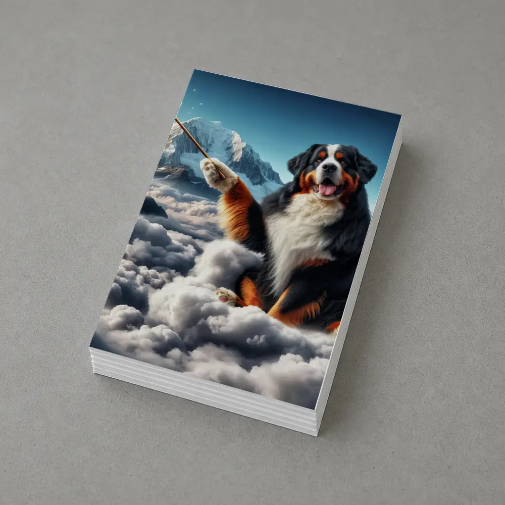 Bernese Mountain Dog Sitting On Clouds – Postcards