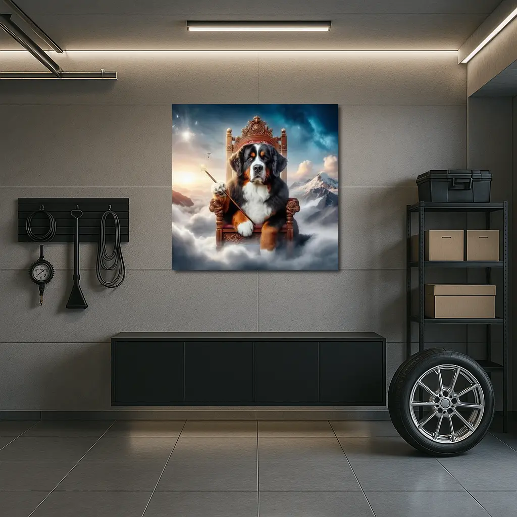 Bernese Mountain Dog King on Throne – Wall Art