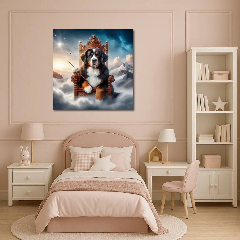 Bernese Mountain Dog King on Throne – Wall Art