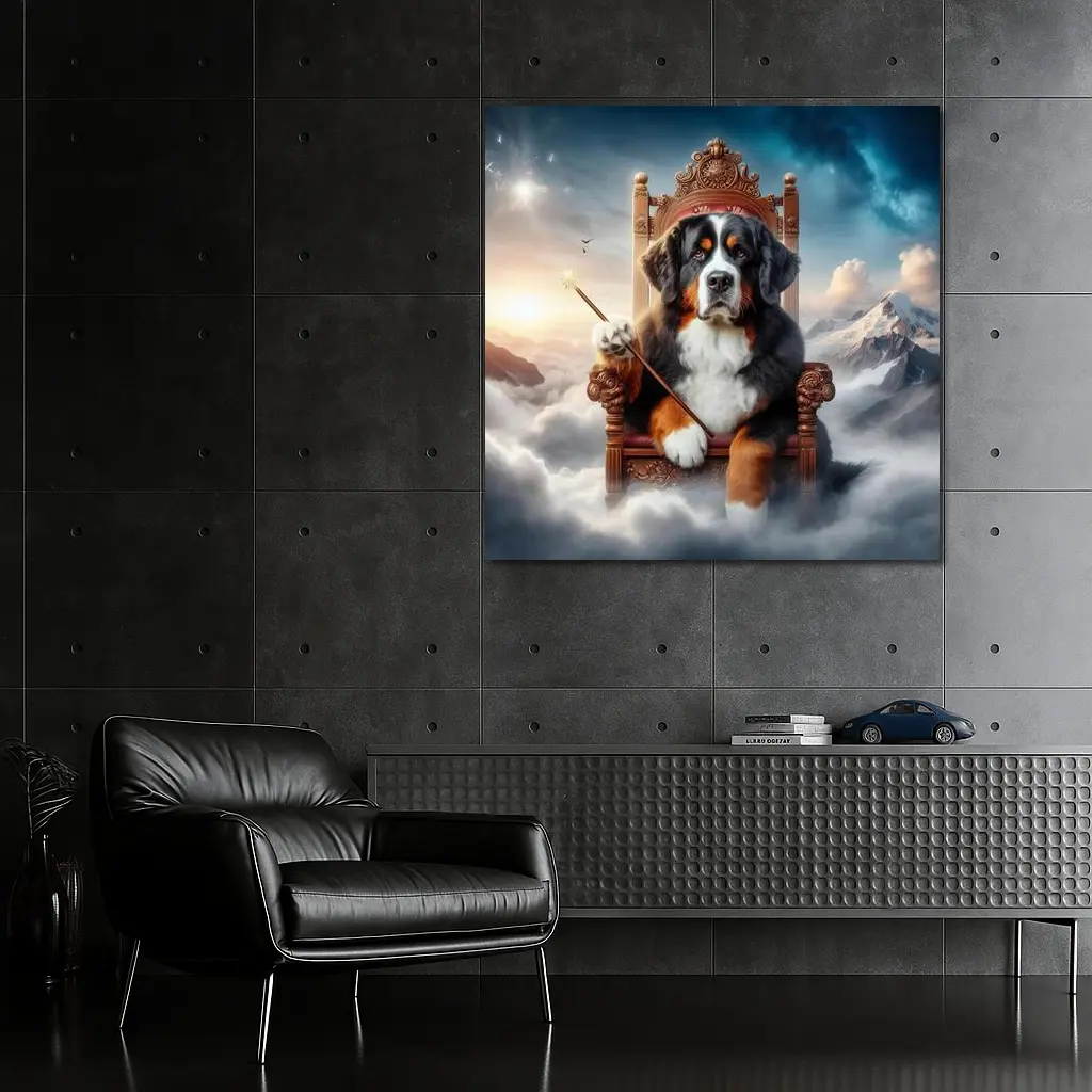 Bernese Mountain Dog King on Throne – Wall Art