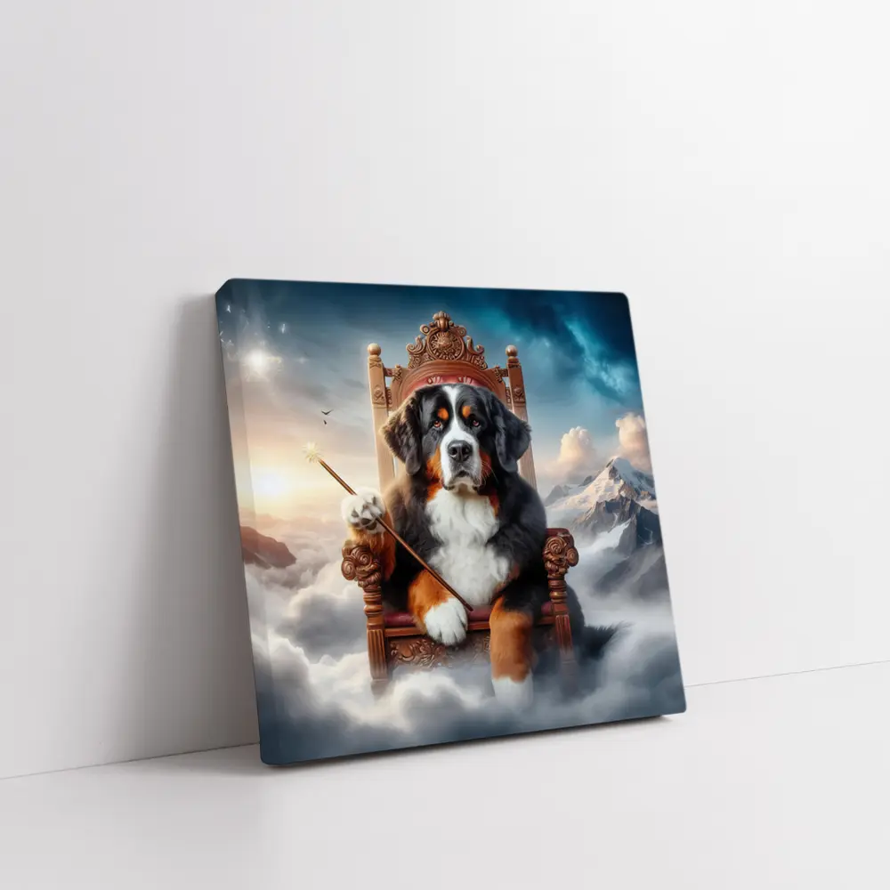 Bernese Mountain Dog King on Throne – Wall Art