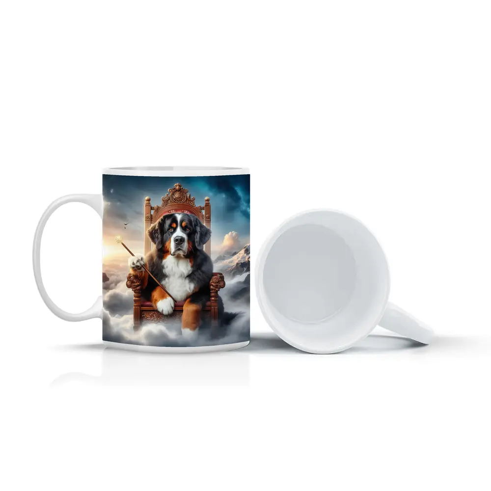 Bernese Mountain Dog King on Throne – Mugs