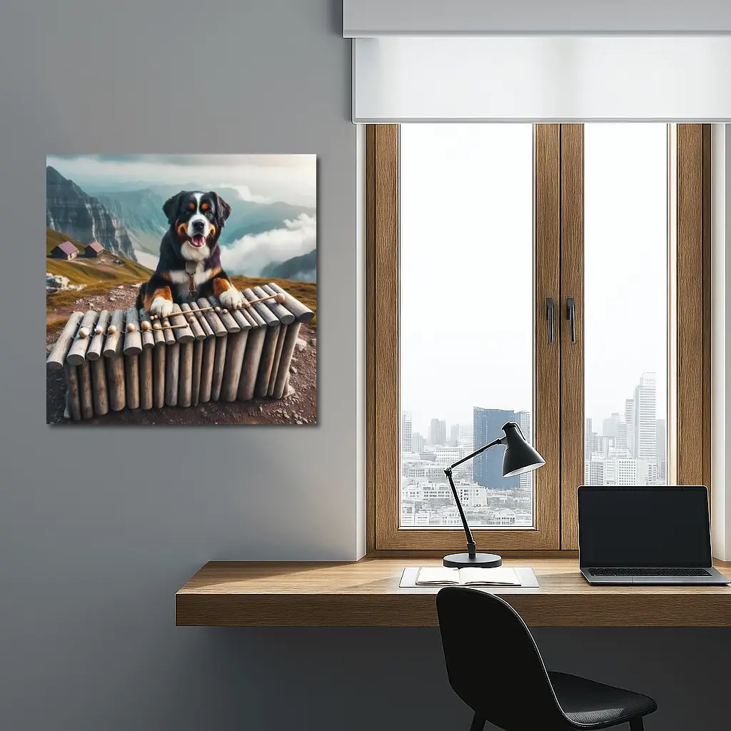 Bernese Mountain Dog Playing Xylophone Alpine – Wall Art