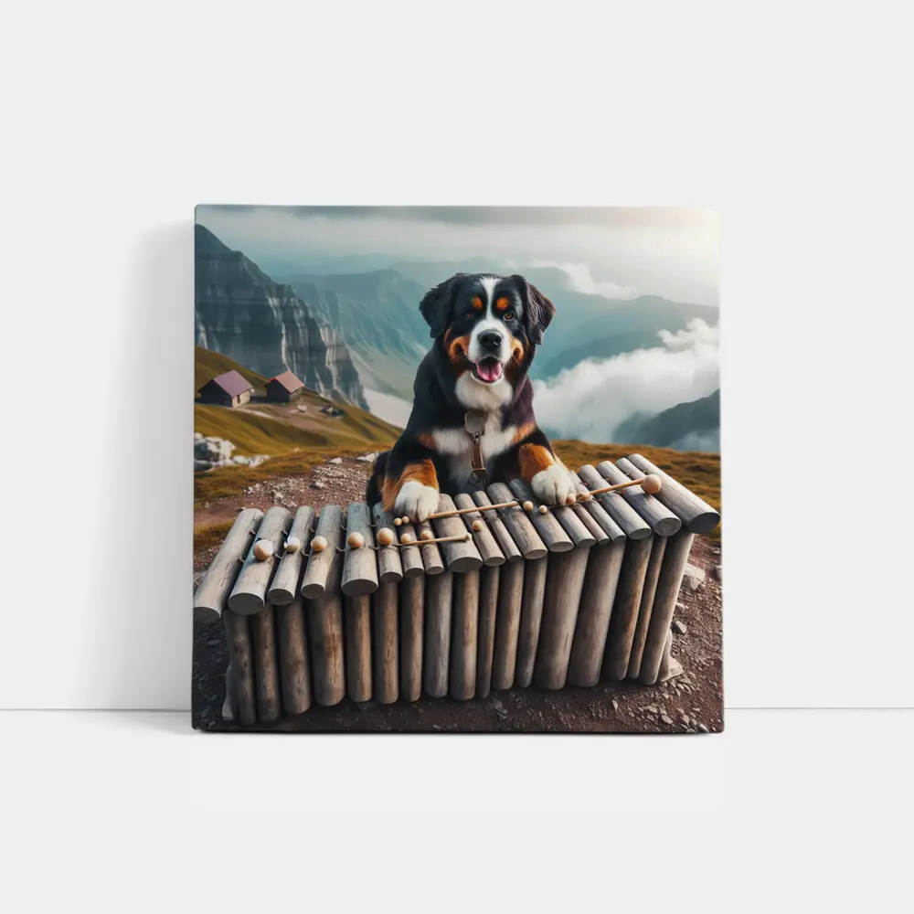 Bernese Mountain Dog Playing Xylophone Alpine – Wall Art