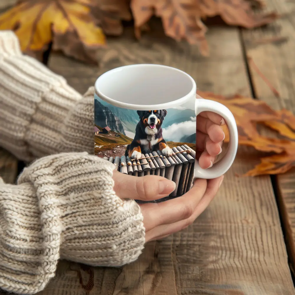 Bernese Mountain Dog Playing Xylophone Alpine – Mugs