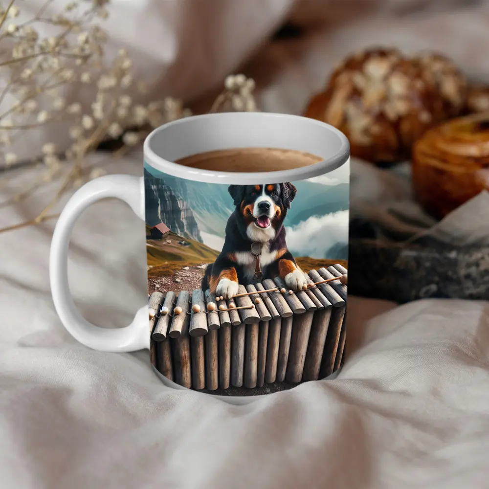 Bernese Mountain Dog Playing Xylophone Alpine – Mugs