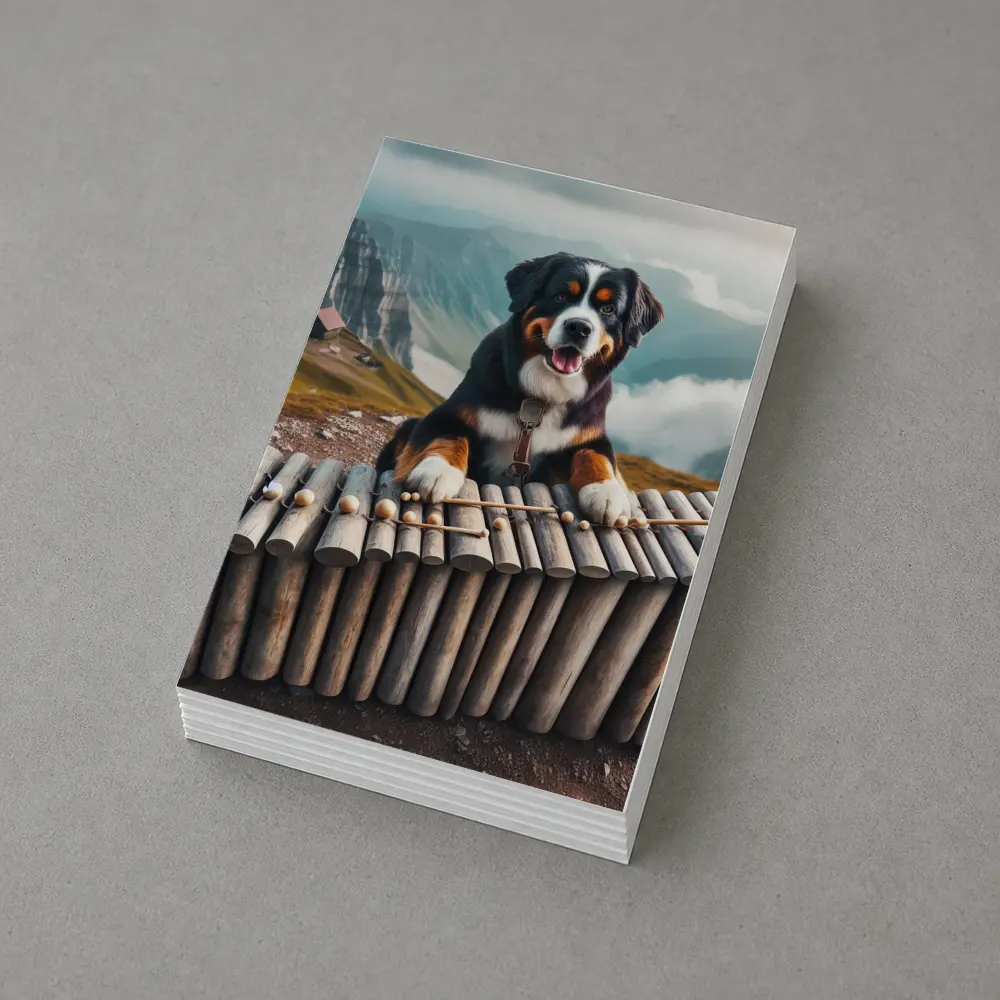 Bernese Mountain Dog Playing Xylophone Alpine – Postcards