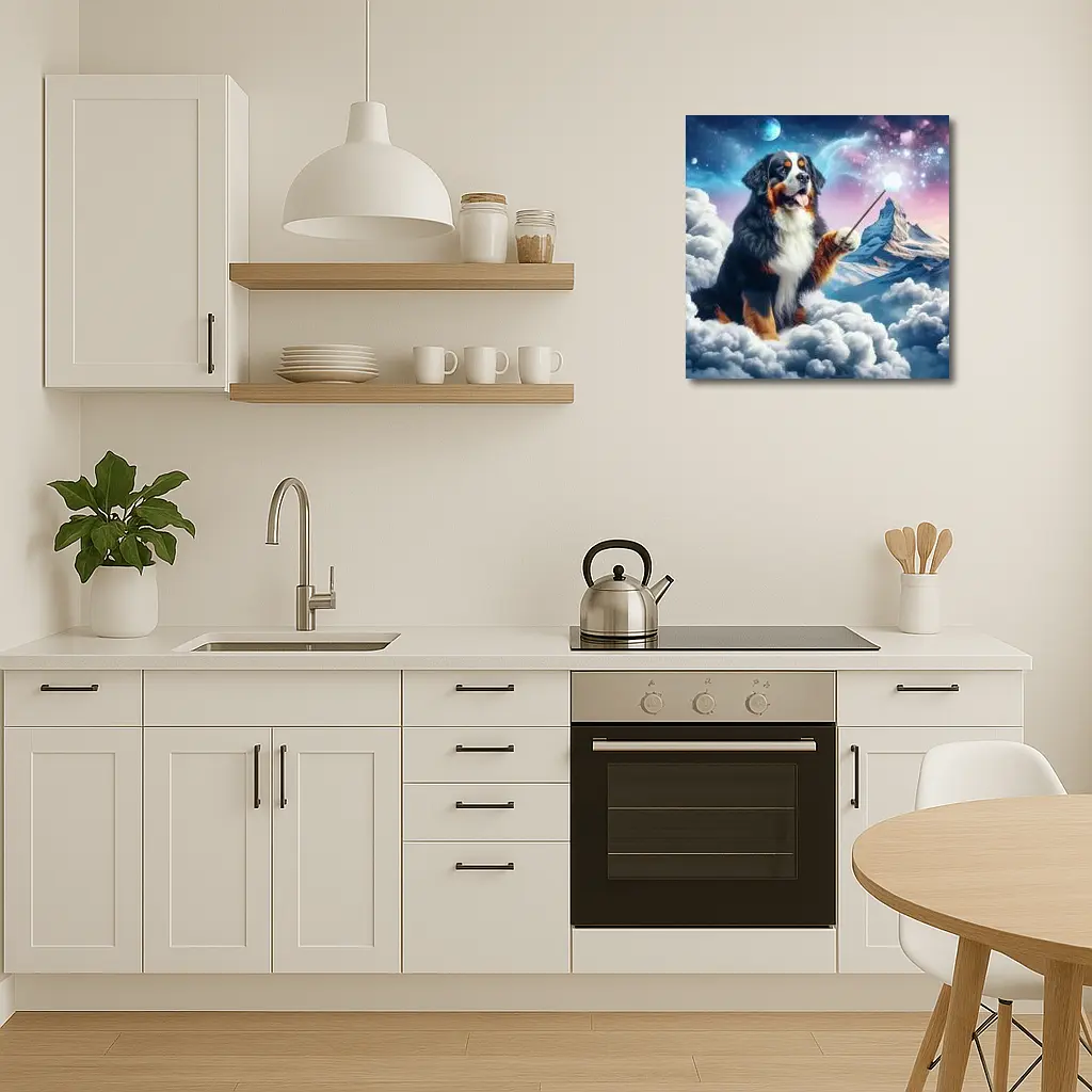 Bernese Mountain Dog Wizard Clouds Fantasy – Wall Art