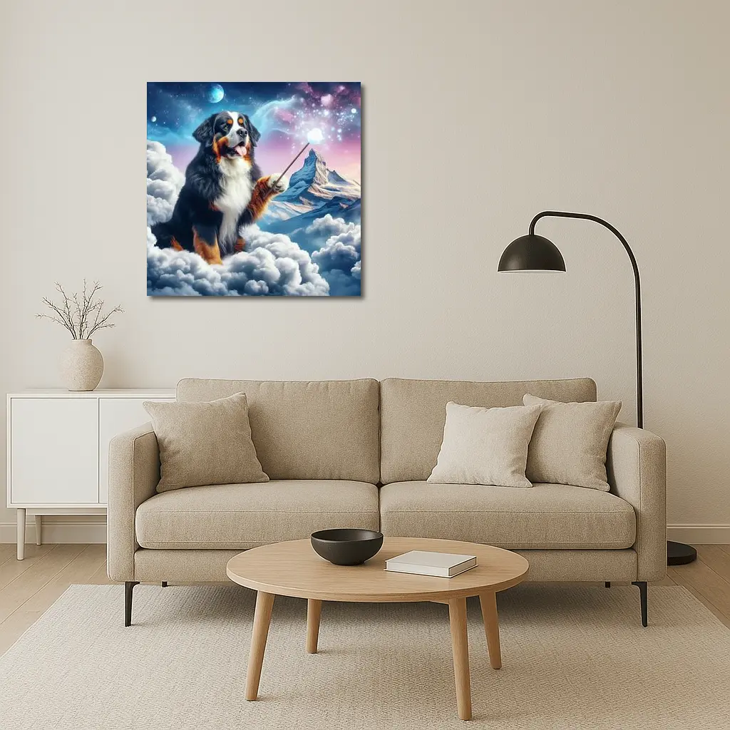 Bernese Mountain Dog Wizard Clouds Fantasy – Wall Art