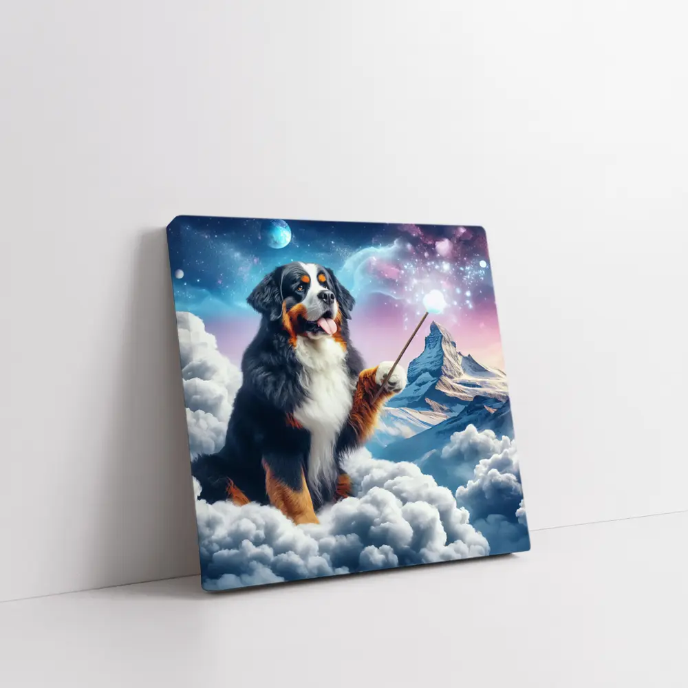 Bernese Mountain Dog Wizard Clouds Fantasy – Wall Art
