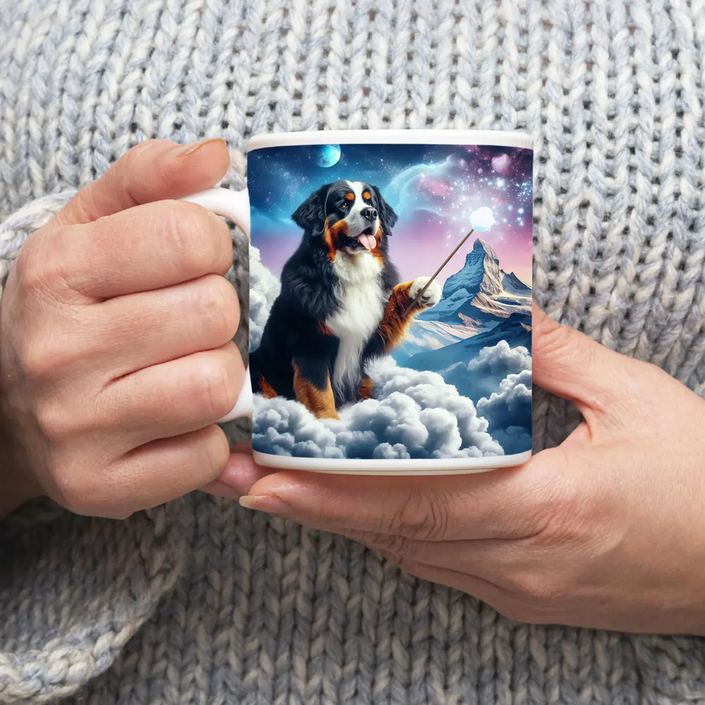 Bernese Mountain Dog Wizard Clouds Fantasy – Mugs