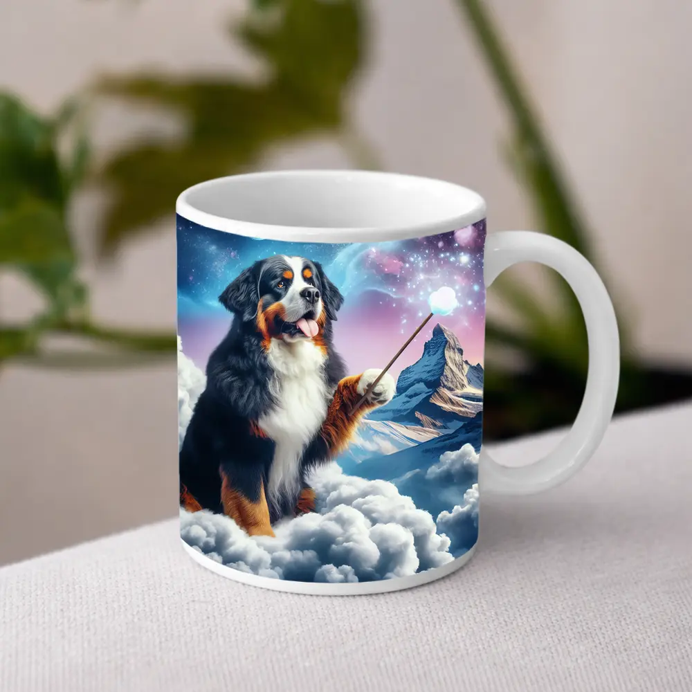 Bernese Mountain Dog Wizard Clouds Fantasy – Mugs