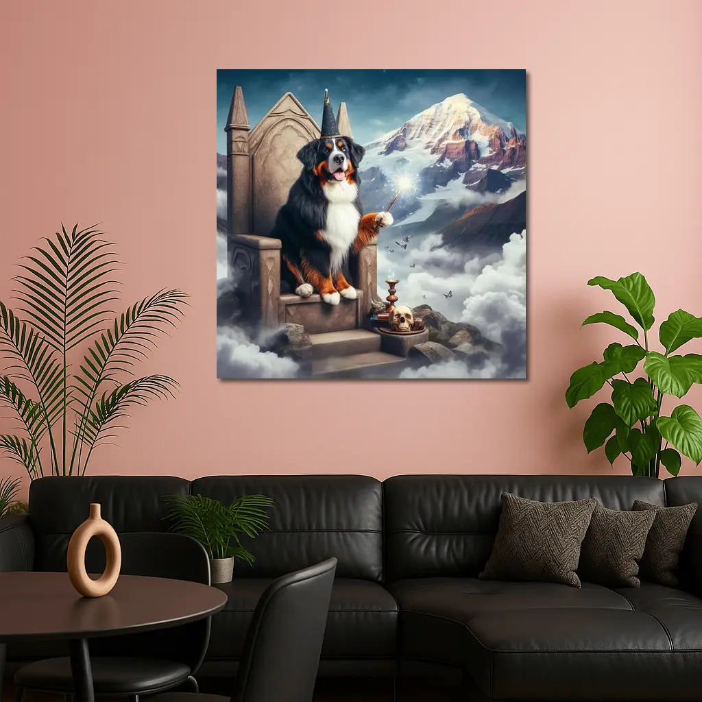 Bernese Mountain Dog Wizard Fantasy Throne – Wall Art