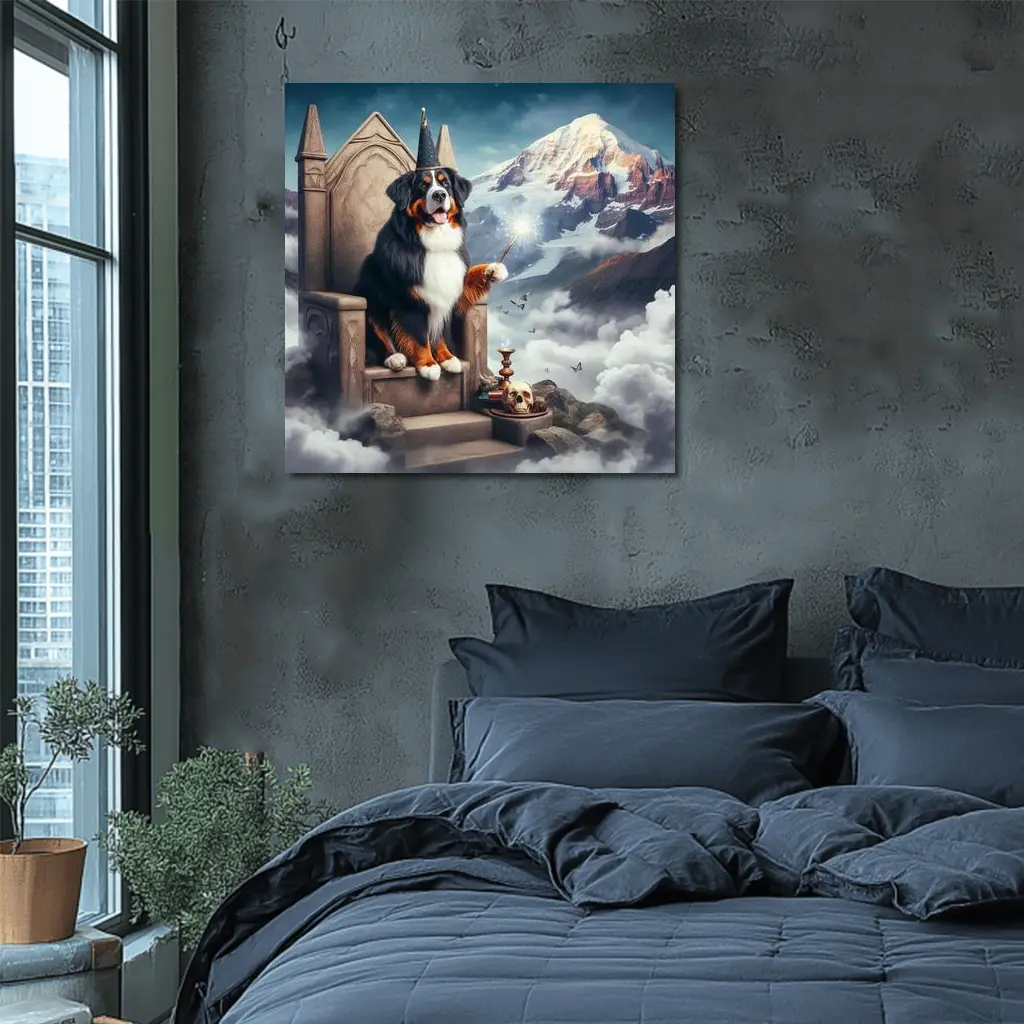 Bernese Mountain Dog Wizard Fantasy Throne – Wall Art