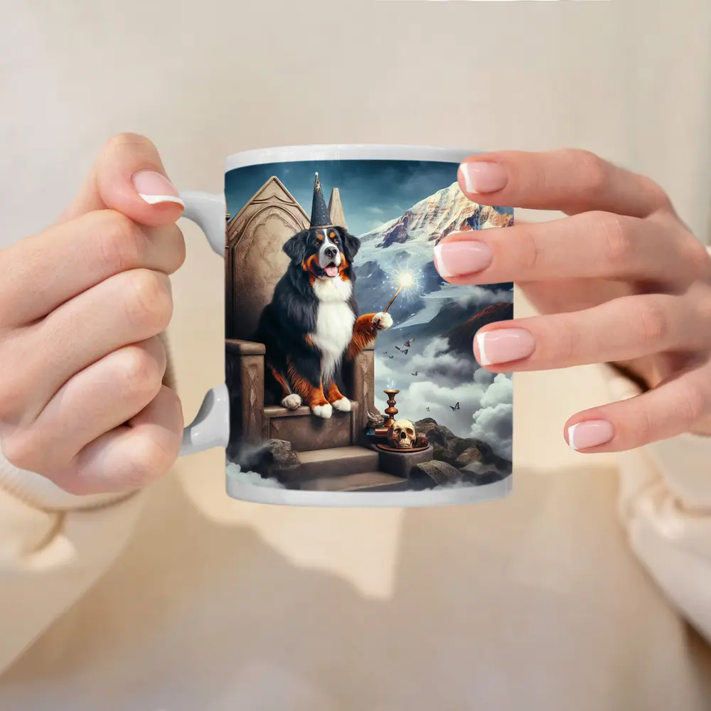 Bernese Mountain Dog Wizard Fantasy Throne – Mugs