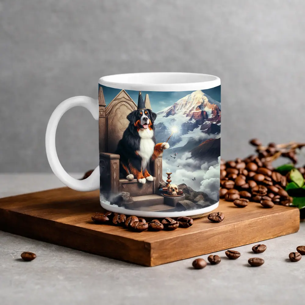 Bernese Mountain Dog Wizard Fantasy Throne – Mugs