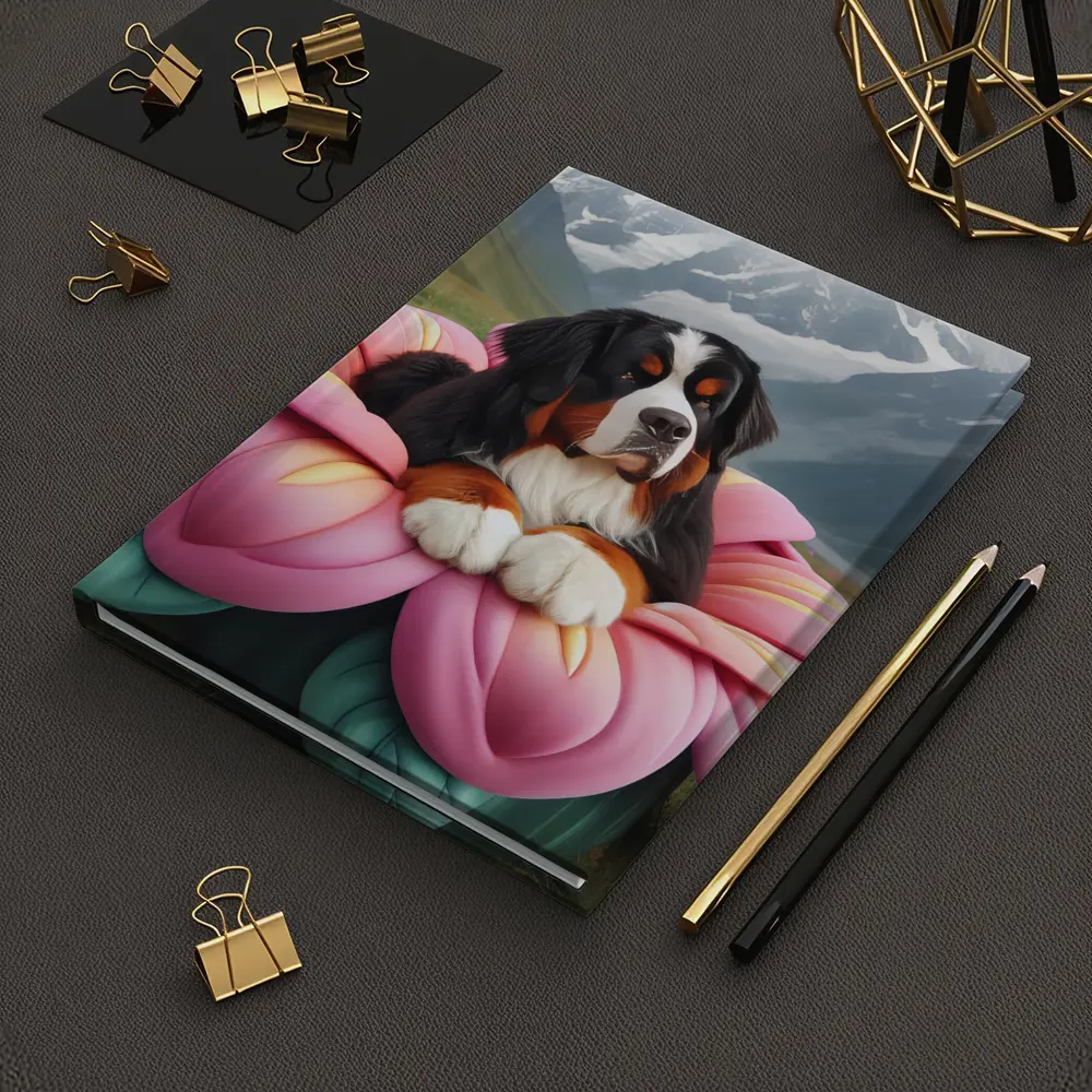 Bernese Mountain Dog Pink Flower Alpine Valley – Notebooks