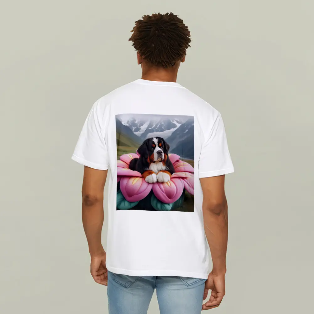 Bernese Mountain Dog Pink Flower Alpine Valley – T-Shirts