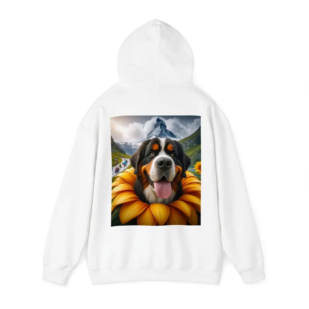 Bernese Mountain Dog Sunflower Alpine Background – Hoodies