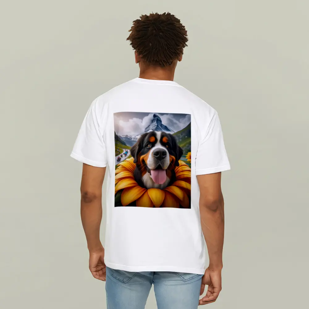 Bernese Mountain Dog Sunflower Alpine Background – T-Shirts