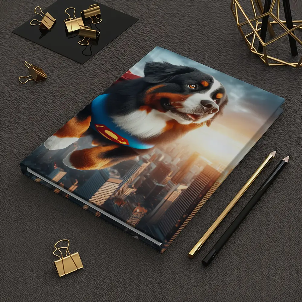Bernese Mountain Dog Superman Flying City – Notebooks