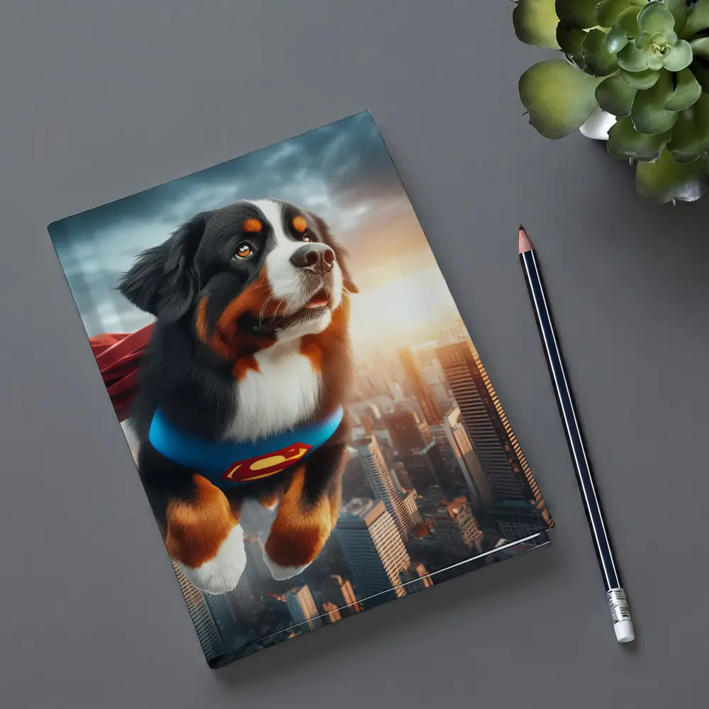Bernese Mountain Dog Superman Flying City – Notebooks
