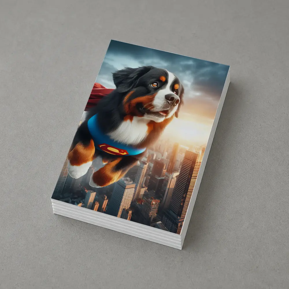 Bernese Mountain Dog Superman Flying City – Postcards