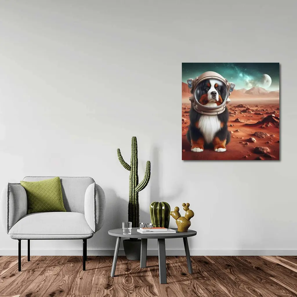 Bernese Mountain Dog Astronaut On Mars – Wall Art