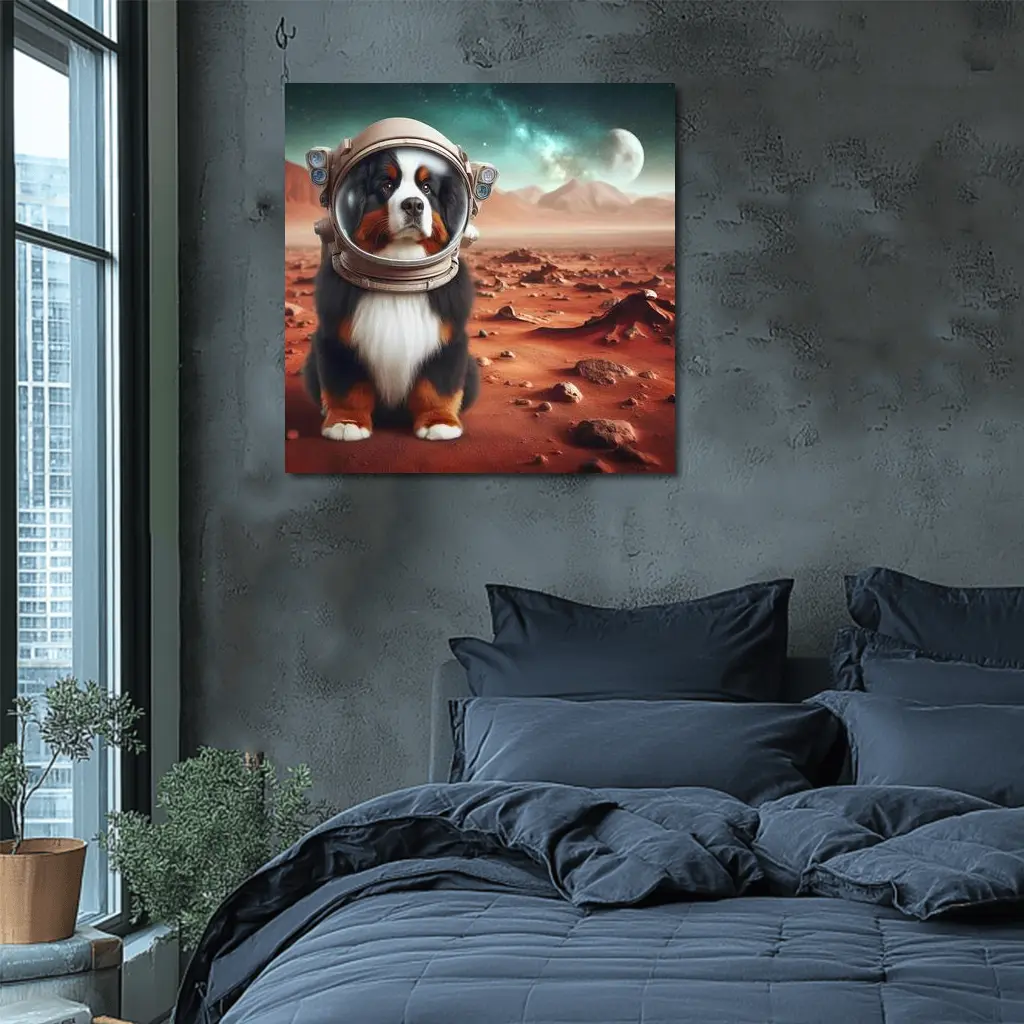 Bernese Mountain Dog Astronaut On Mars – Wall Art