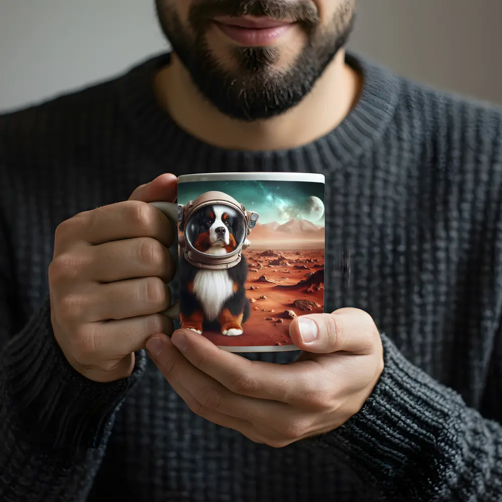 Bernese Mountain Dog Astronaut On Mars – Mugs