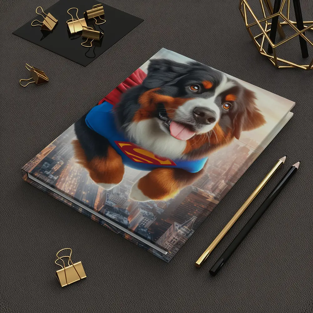 Bernese Mountain Dog Superhero Flying City – Notebooks