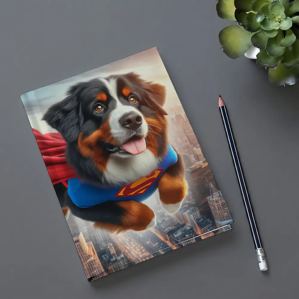 Bernese Mountain Dog Superhero Flying City – Notebooks