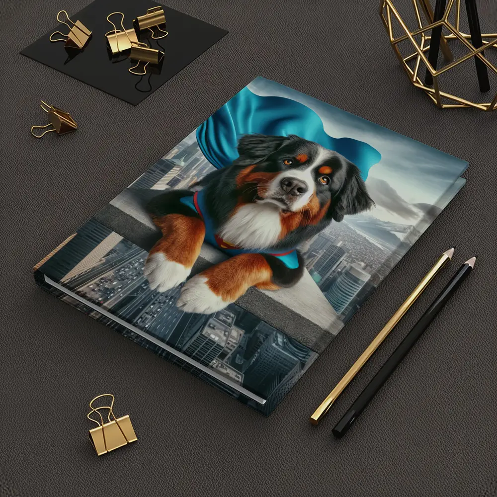 Bernese Mountain Dog Superhero City Skyline – Notebooks