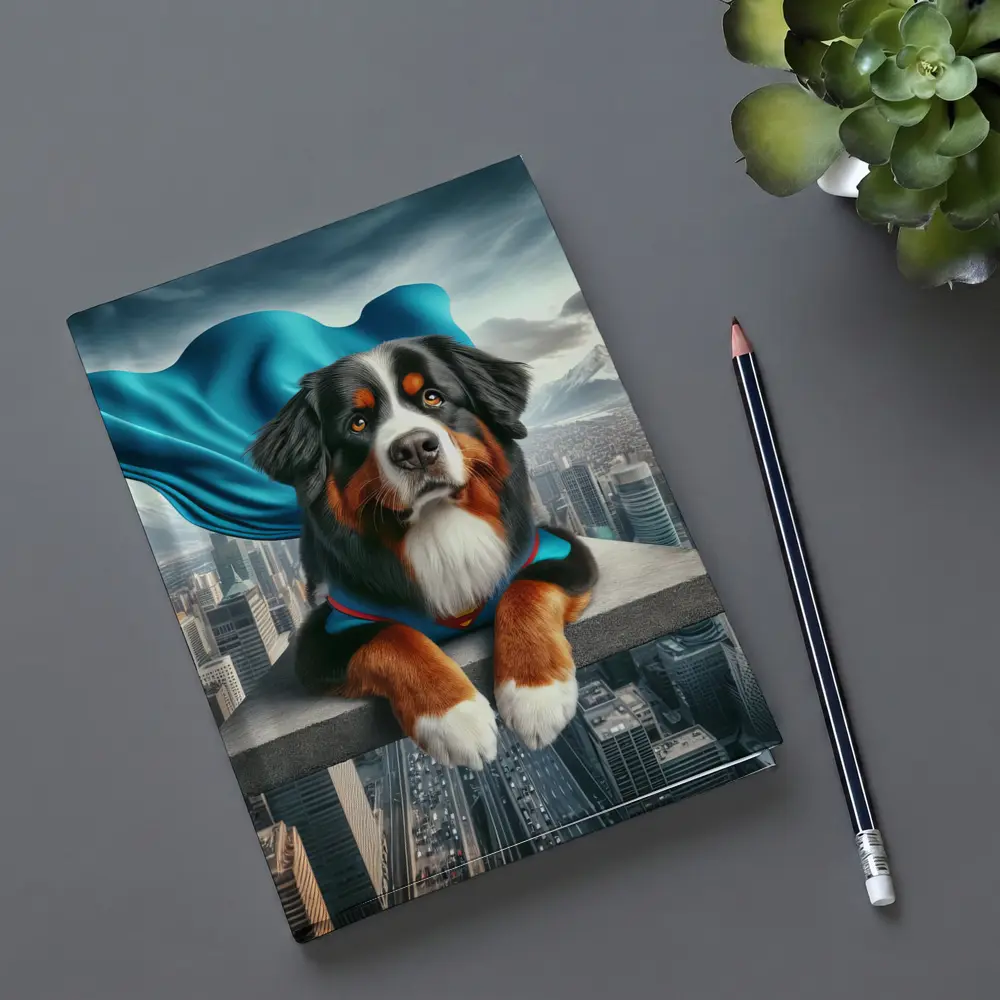Bernese Mountain Dog Superhero City Skyline – Notebooks