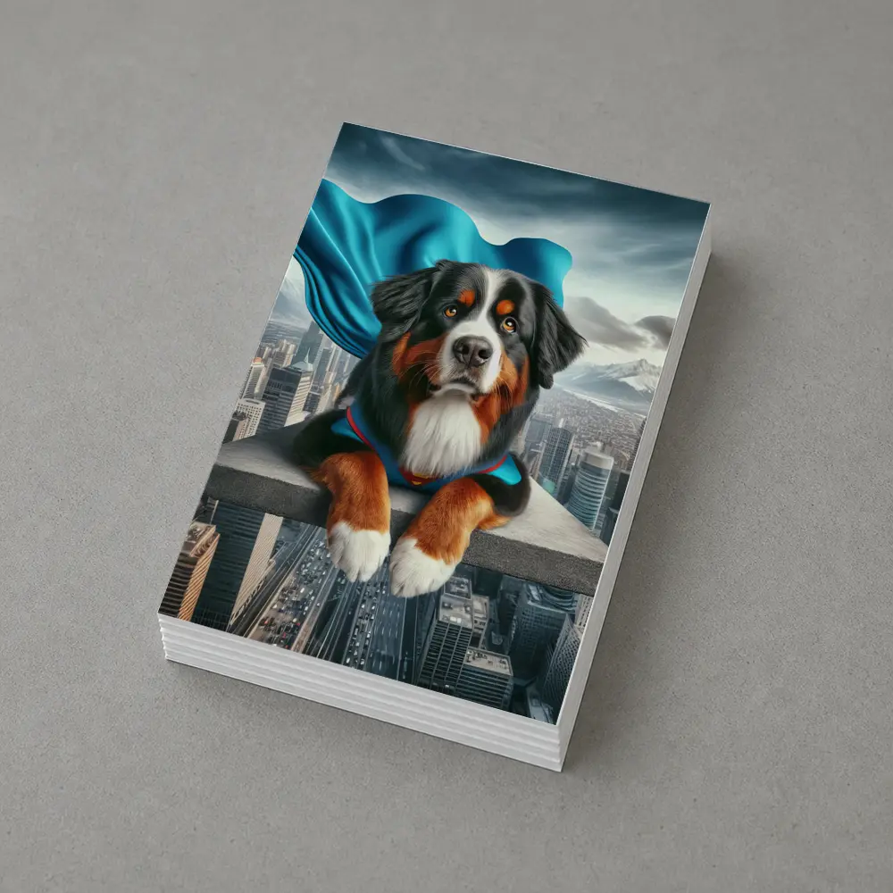 Bernese Mountain Dog Superhero City Skyline – Postcards