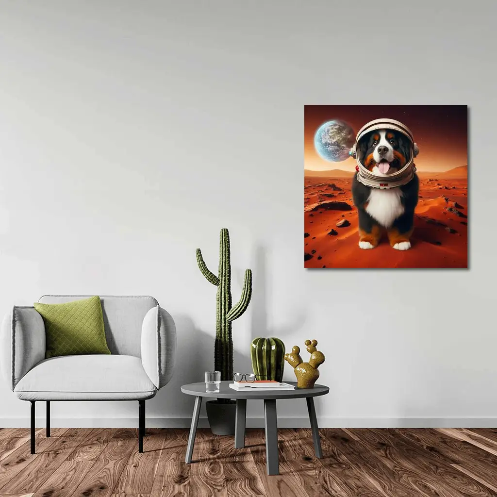 Bernese Mountain Dog Astronaut On Mars – Wall Art