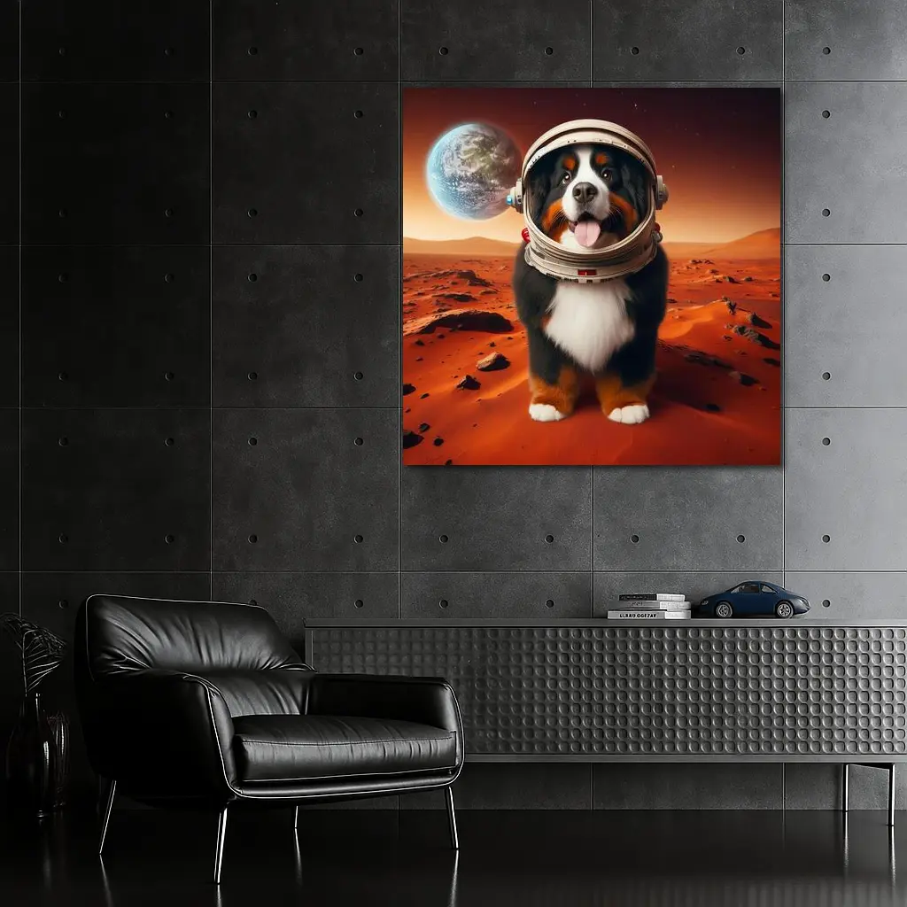 Bernese Mountain Dog Astronaut On Mars – Wall Art