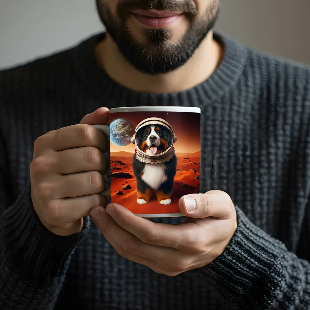 Bernese Mountain Dog Astronaut On Mars – Mugs