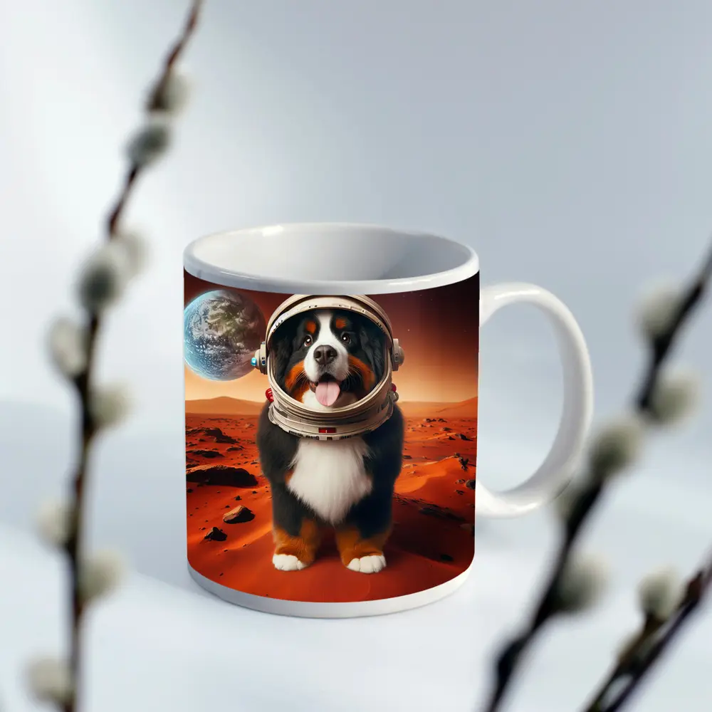 Bernese Mountain Dog Astronaut On Mars – Mugs