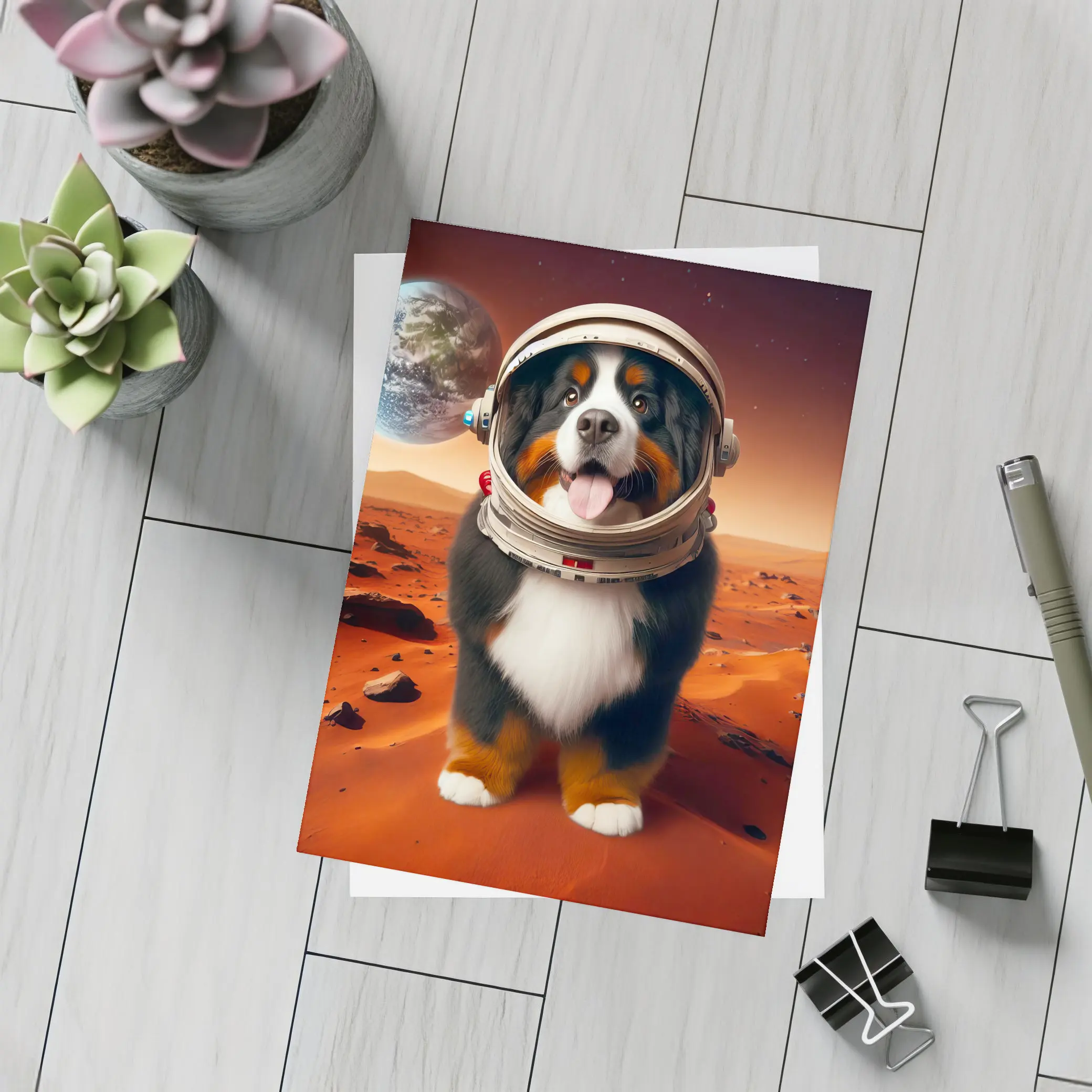 Bernese Mountain Dog Astronaut On Mars – Postcards
