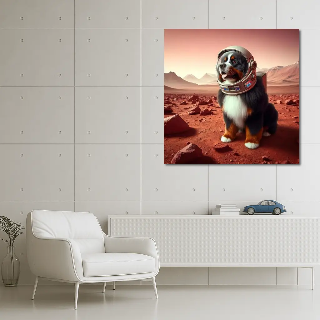 Bernese Mountain Dog Astronaut On Mars – Wall Art